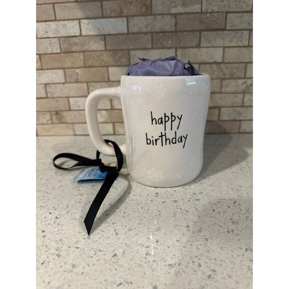 Rae Dunn Frosty The Snowman HAPPY BIRTHDAY Mug With Snow And Blue Interior NEW - Picture 2 of 3